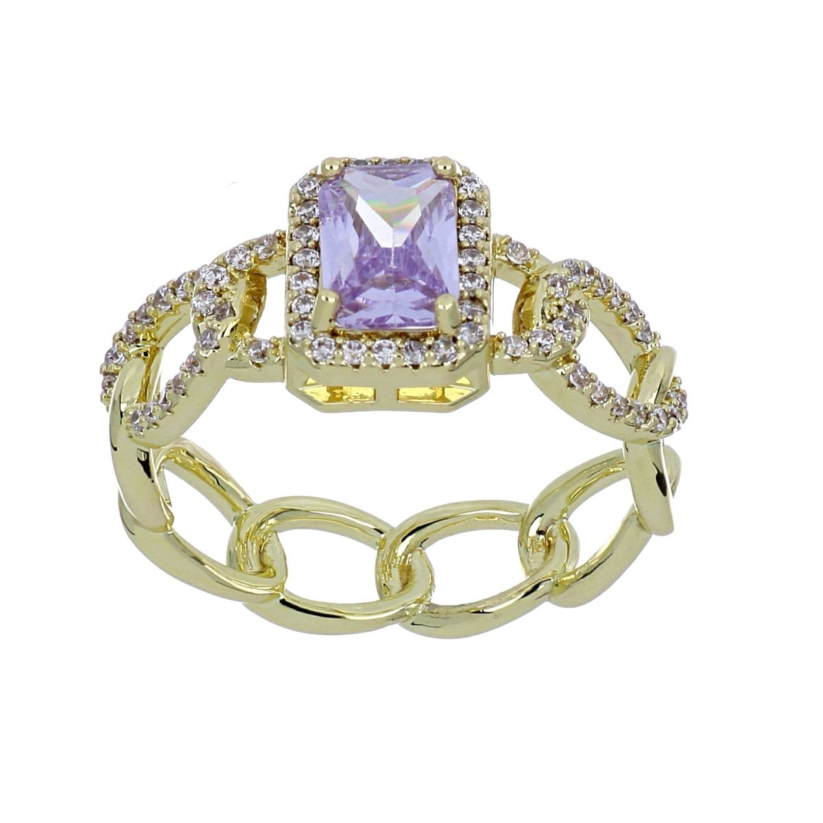 Anillo Circonitas Lavander Chapado Oro Farfalla Bonetti