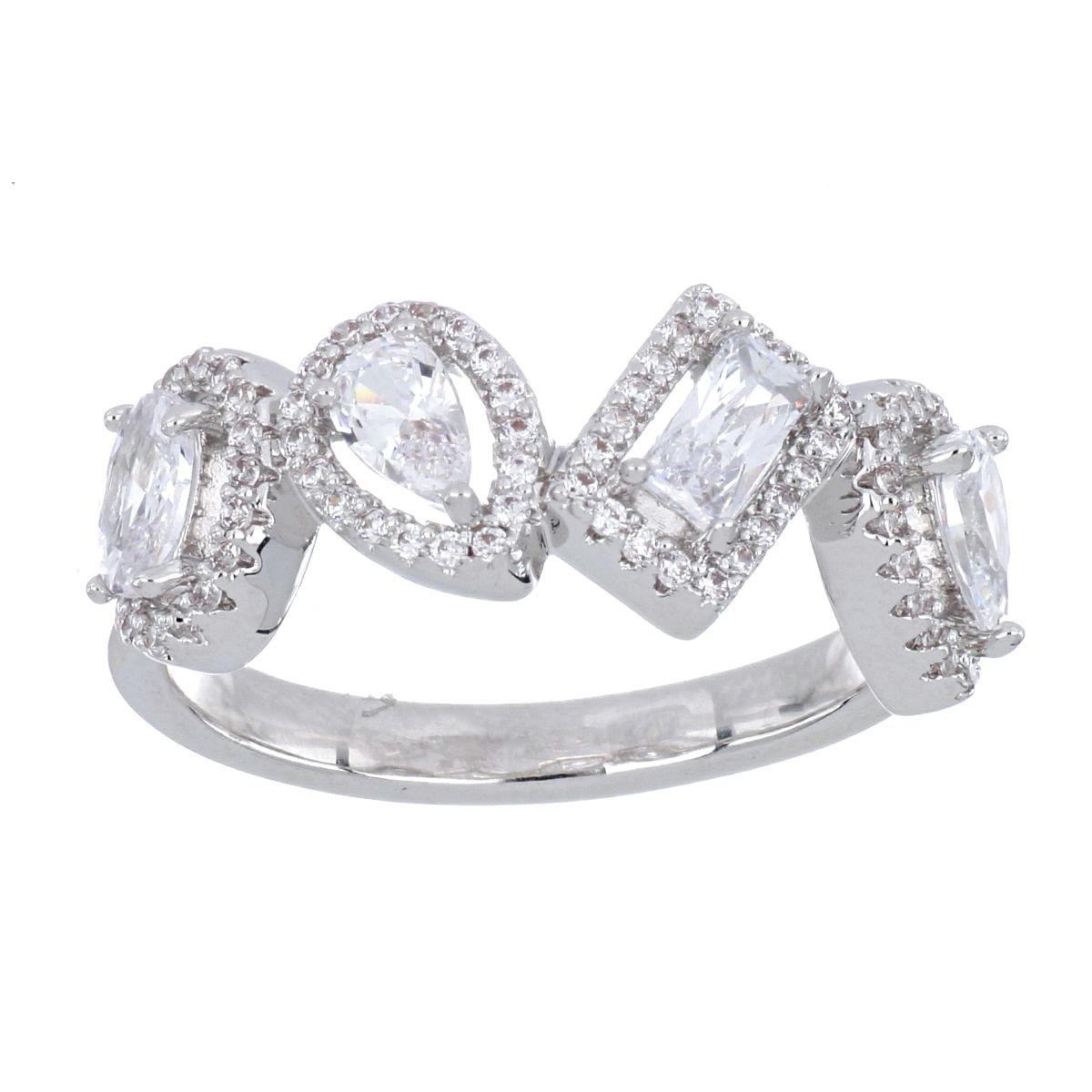 Anillo Circonitas Blancas Acabado Rodio Farfalla Bonetti