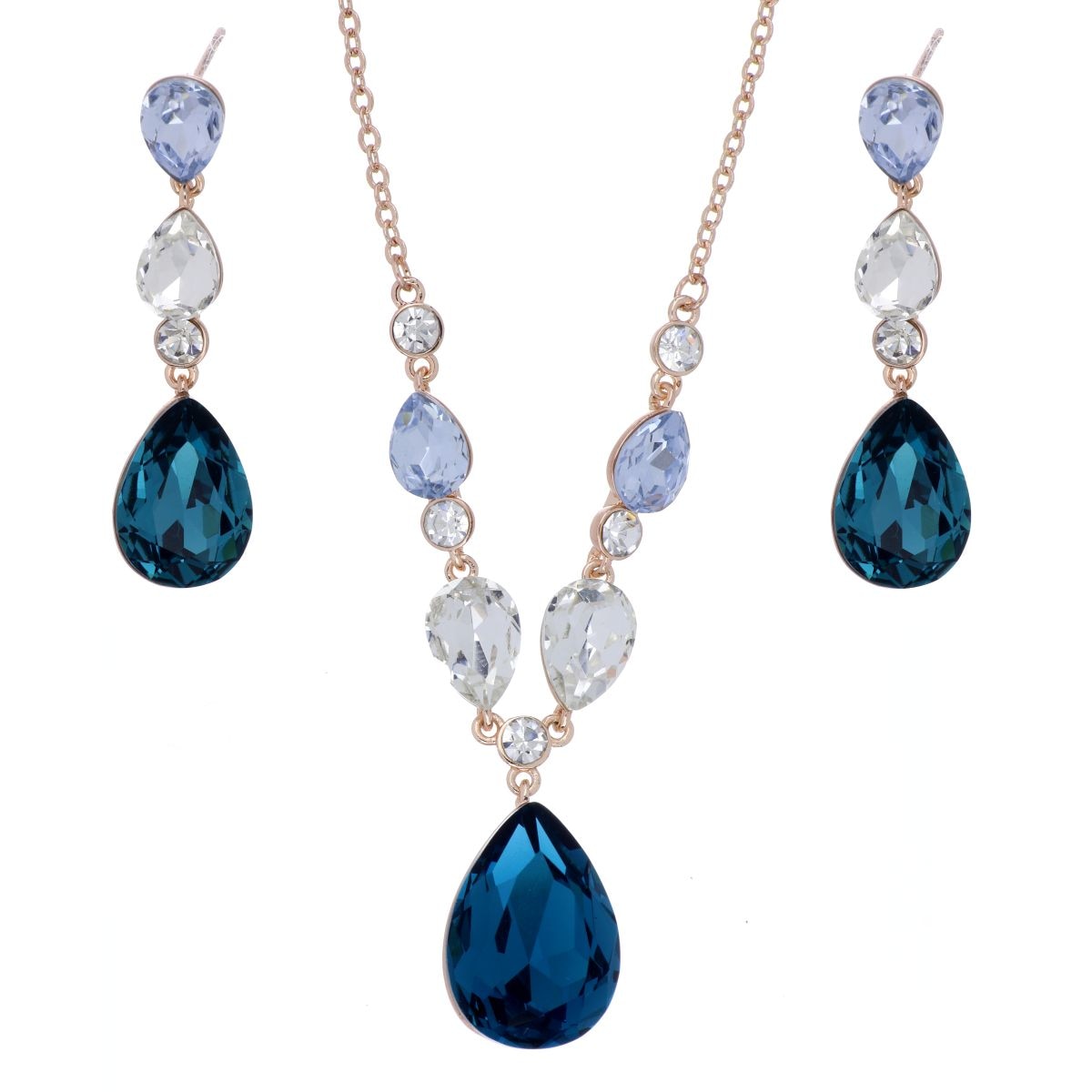 Juego Aretes+Gargantilla con Piedra Azul Índigo Camilla