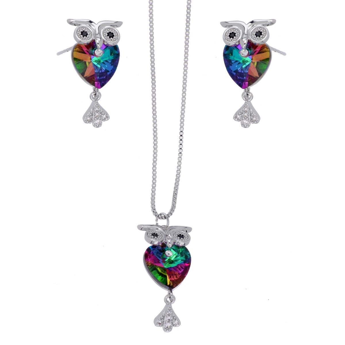 Juego Aretes+Gargantilla Búho Piedra Vitrail Light Camilla