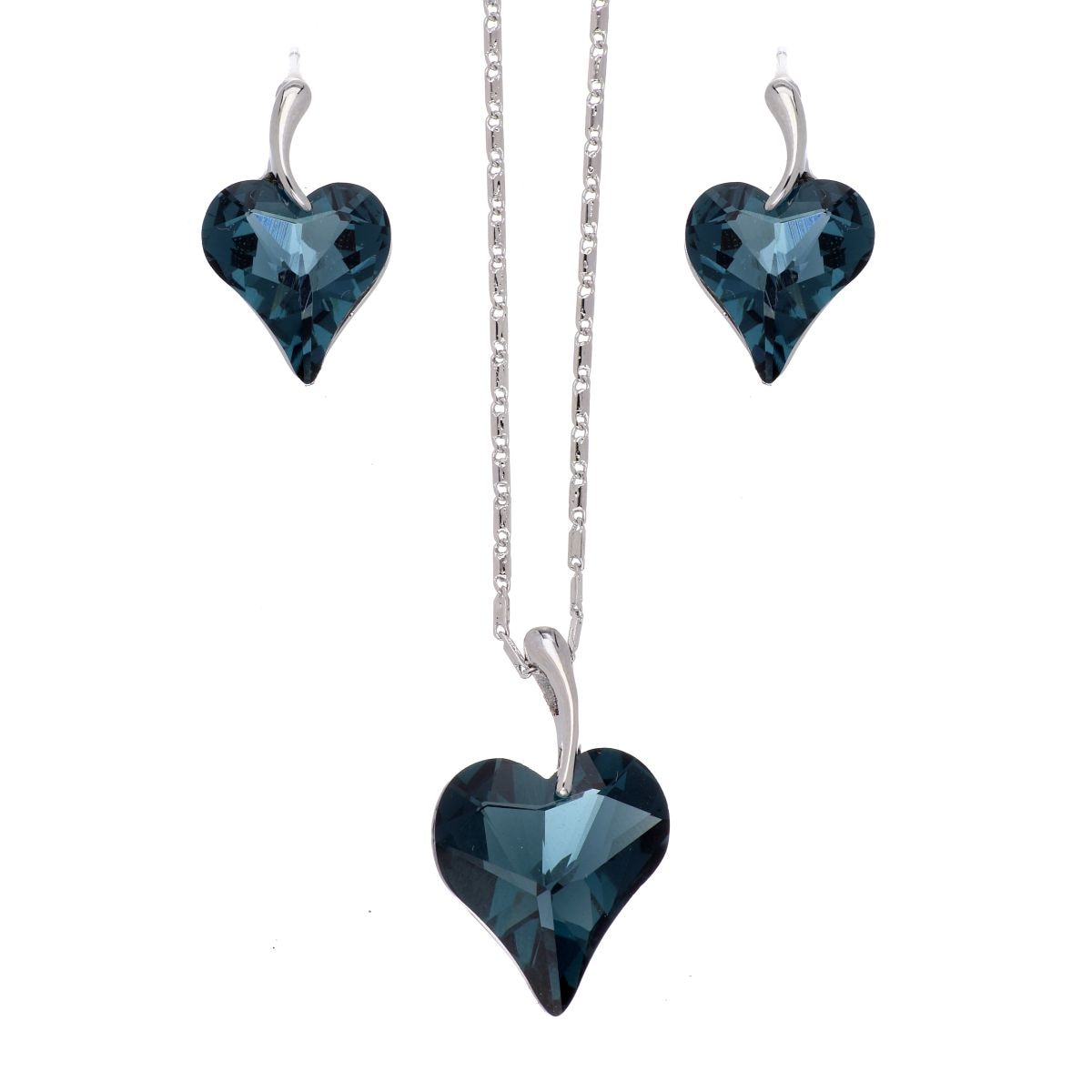 Juego Aretes+Dije con Cadena Corazón Piedra Montana Camilla