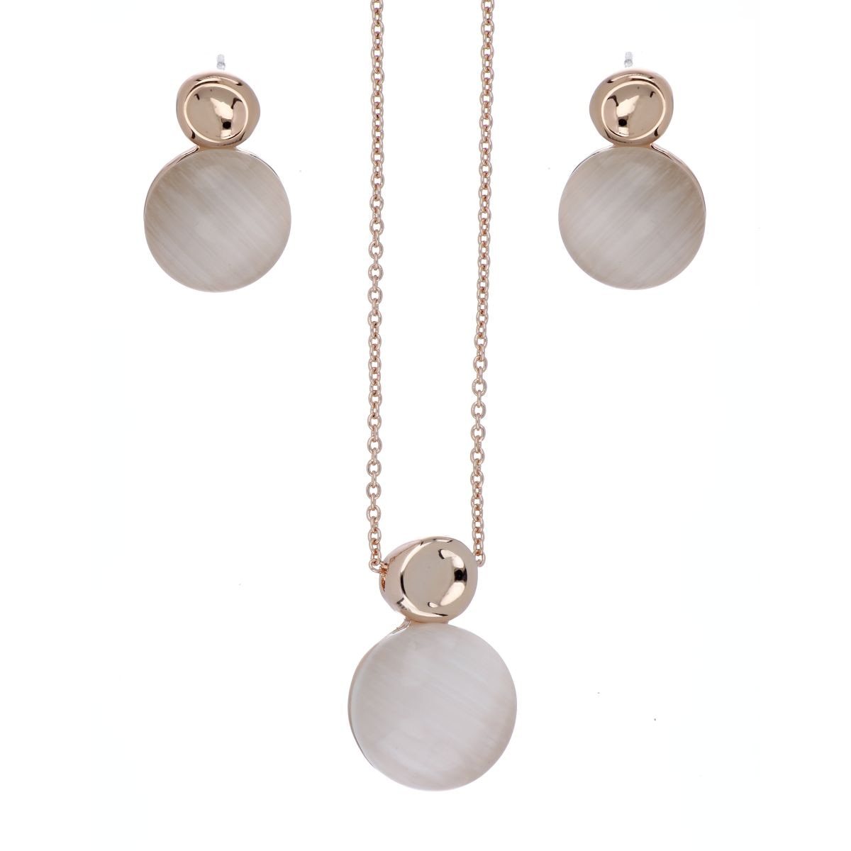 Juego Aretes+Dije con Cadena Piedra Rosa Camilla