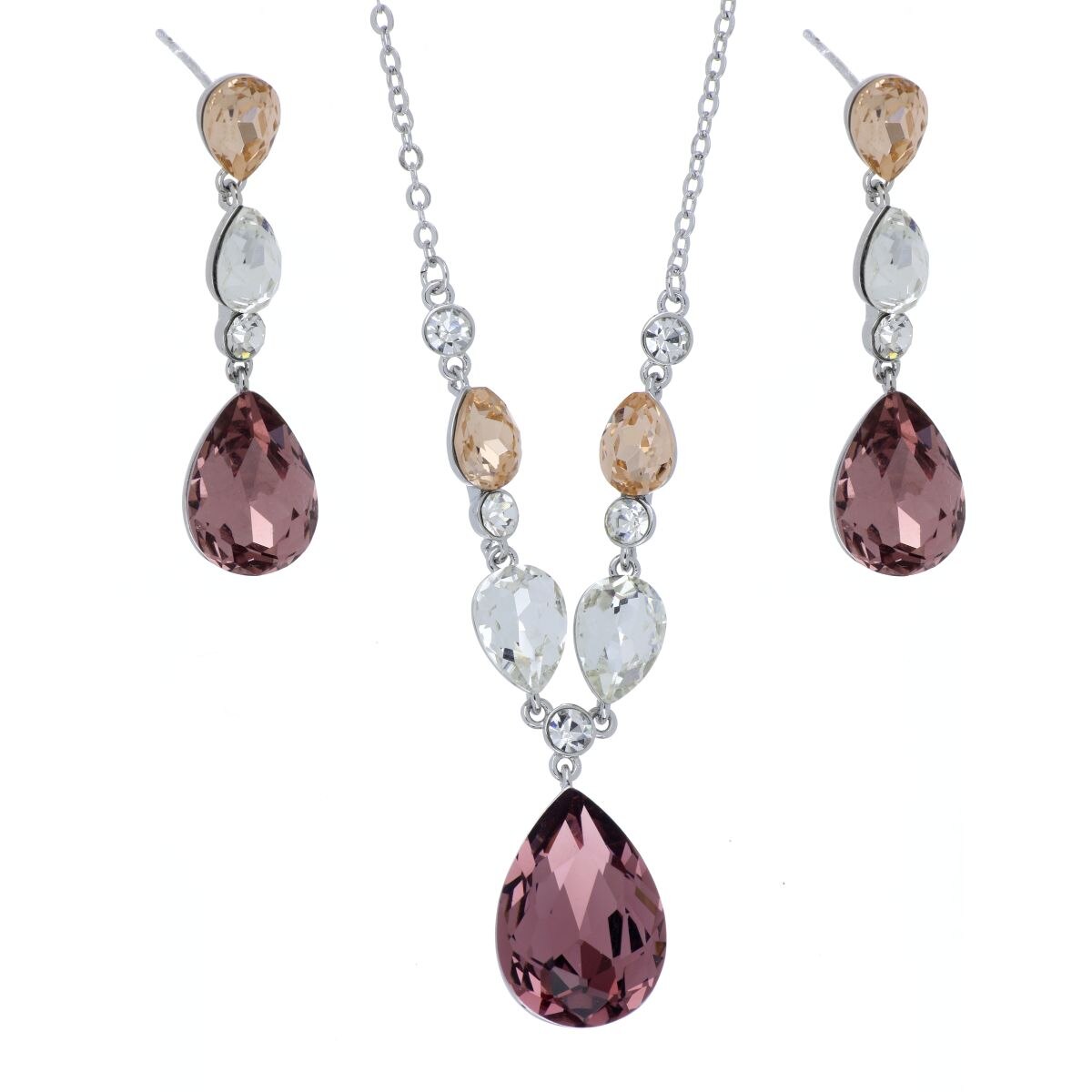 Juego Aretes+Gargantilla Piedra Amatista Claro Camilla