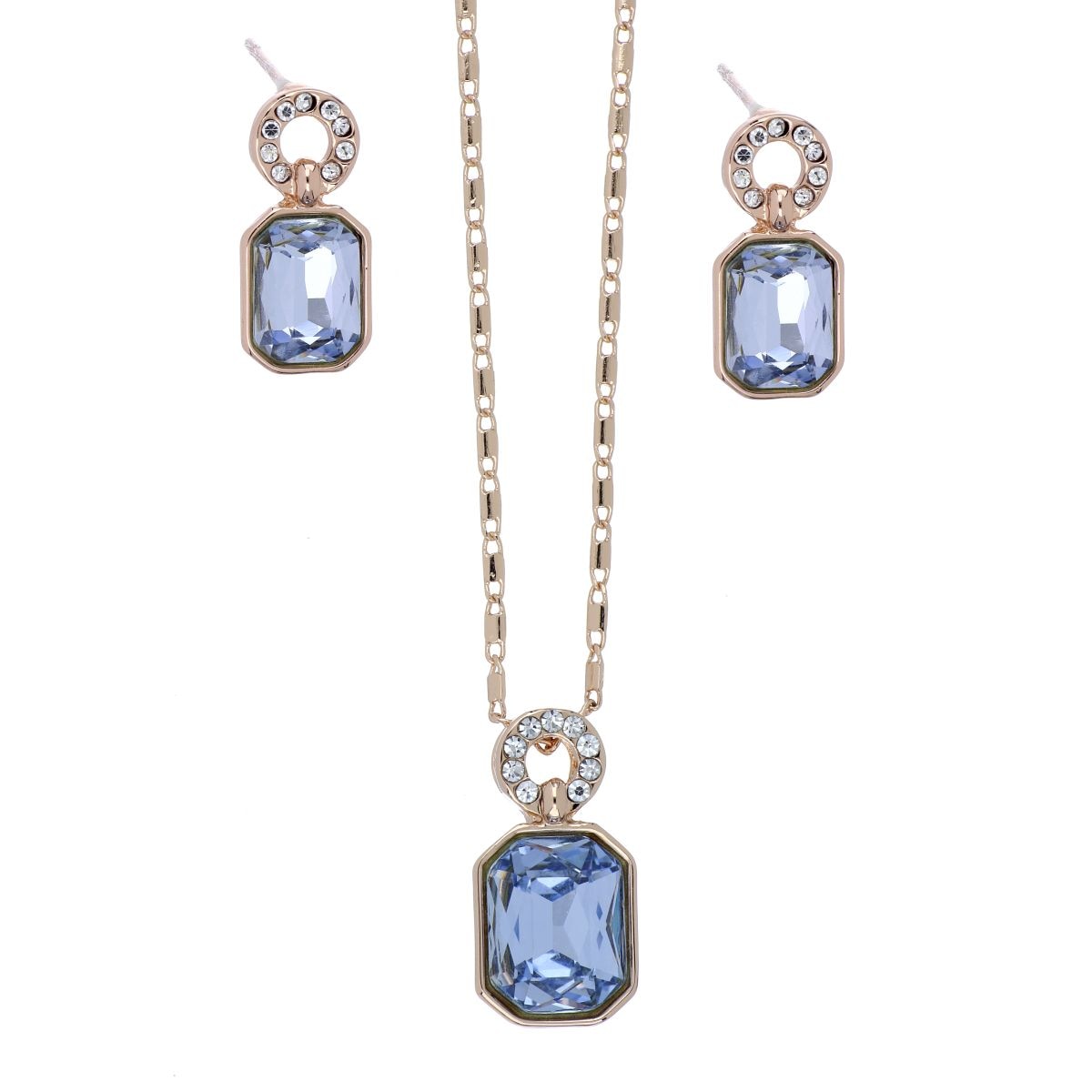 Juego Aretes+Dije con Cadena Piedra Light Sapphire Camilla