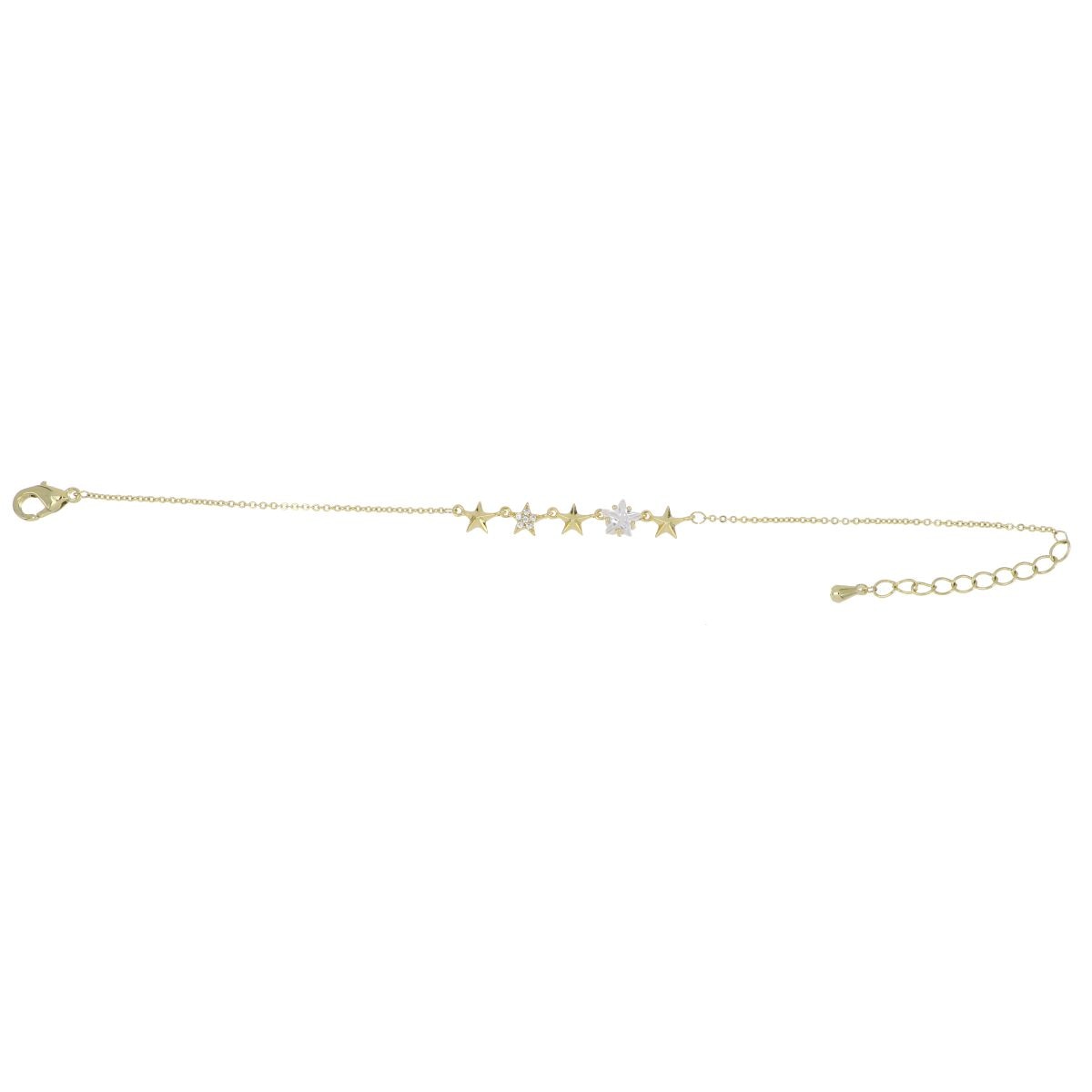 Pulsera Cadena Estrellas Acabado Chapado Oro Korei