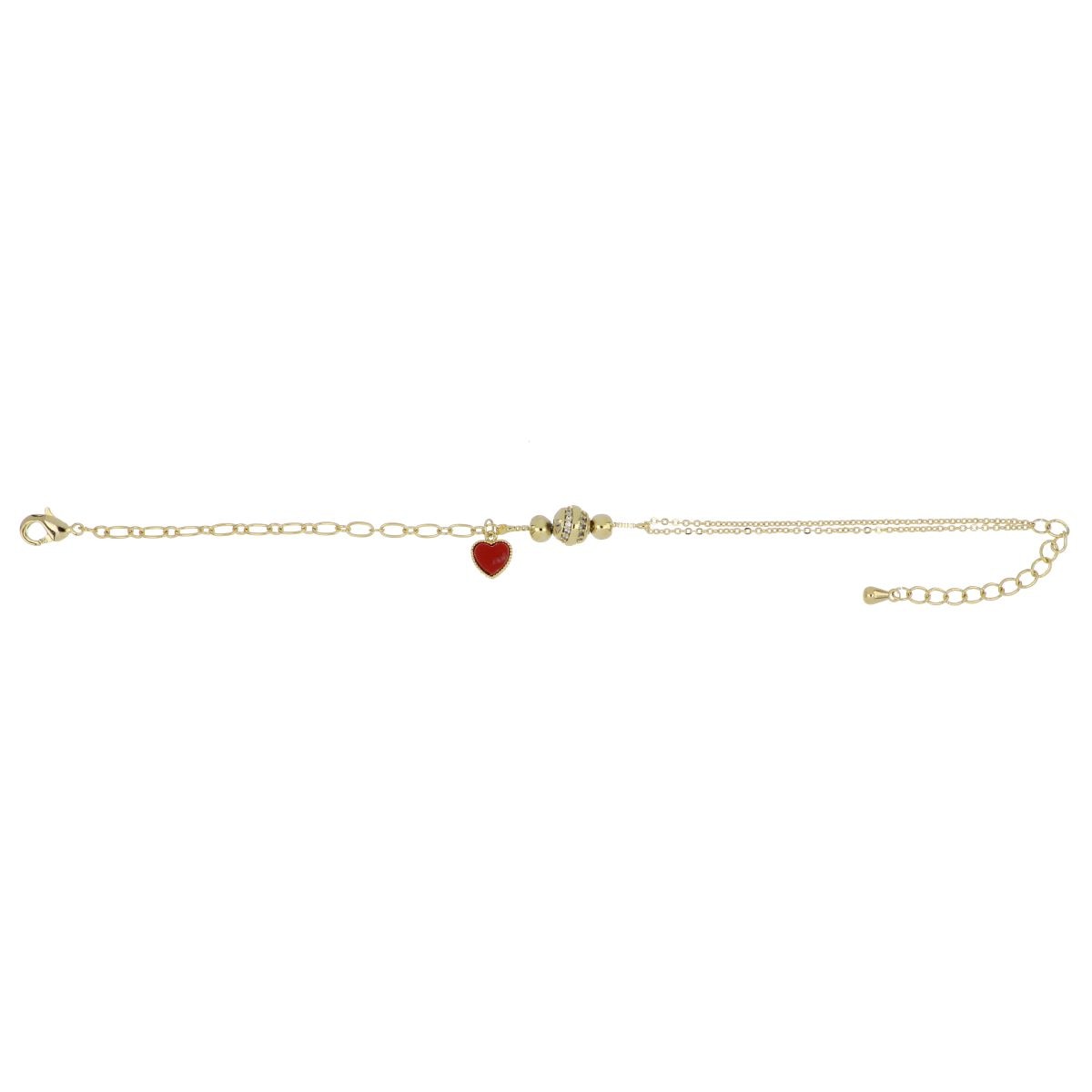 Pulsera Cadena con Dije Corazón Chapado Oro Korei