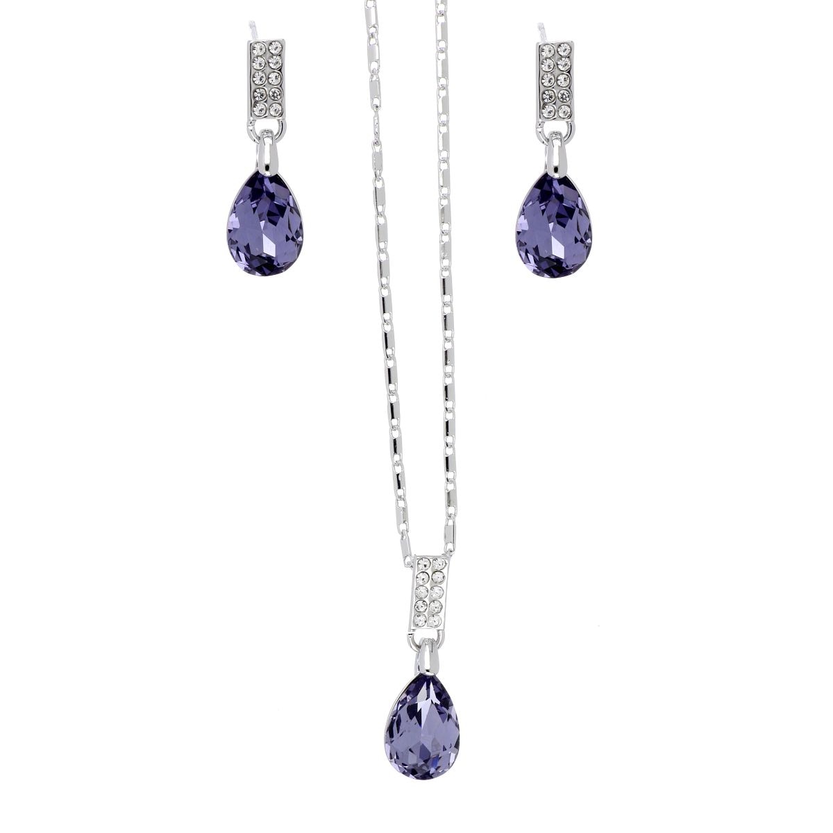 Juego Aretes+Dije con Cadena Piedra Tanzanita Camilla