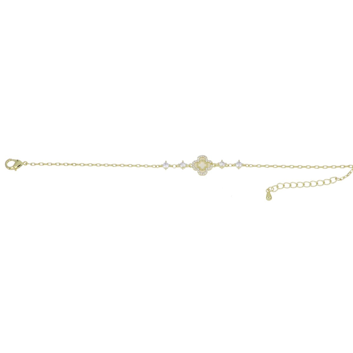 Pulsera Cadena Flor Nácar Acabado Chapado Oro Korei