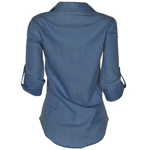 Blusa de Mezclilla Aplicaciones de Pedrería Philosophy Jr Plus para Mujer