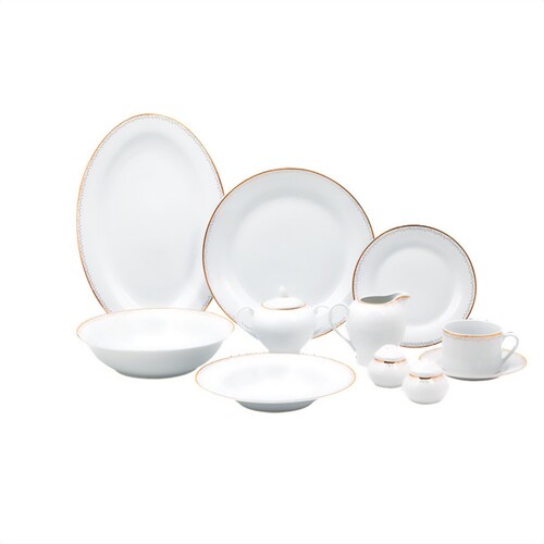 Vajilla de Porcelana de 47 Pzas con Servicio Filo de Oro Kaiser