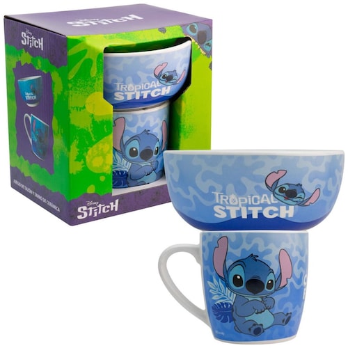 Juego de Tazón Y Tarro de Cerámica Stich Fun Kids
