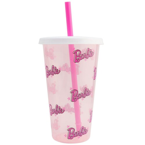 Vaso con Tapa Y Popote Barbie 739 Ml Fun Kids