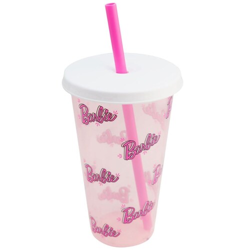 Vaso con Tapa Y Popote Barbie 739 Ml Fun Kids