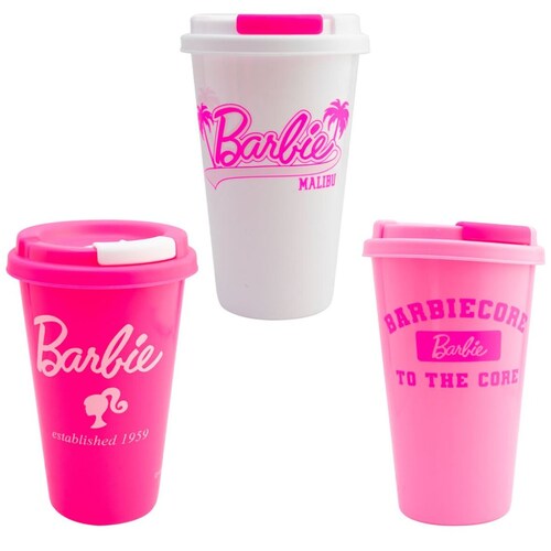 Juego de 3 Vasos con Tapa Barbie Fun Kids