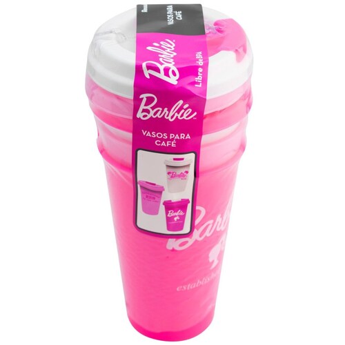 Juego de 3 Vasos con Tapa Barbie Fun Kids