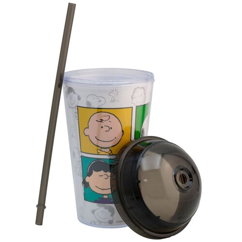 Vaso con Tapa Y Popote Snoopy 450 Ml Fun Kids