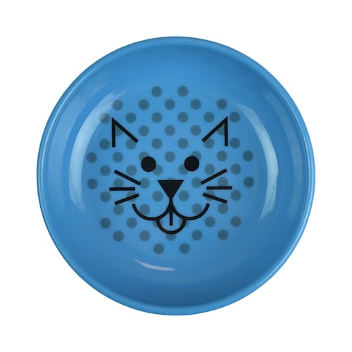 Plato Antiderrapante Azul para Gato Fancy Pets