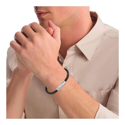 Pulsera Trenzada Iconic Id Piel para Hombre