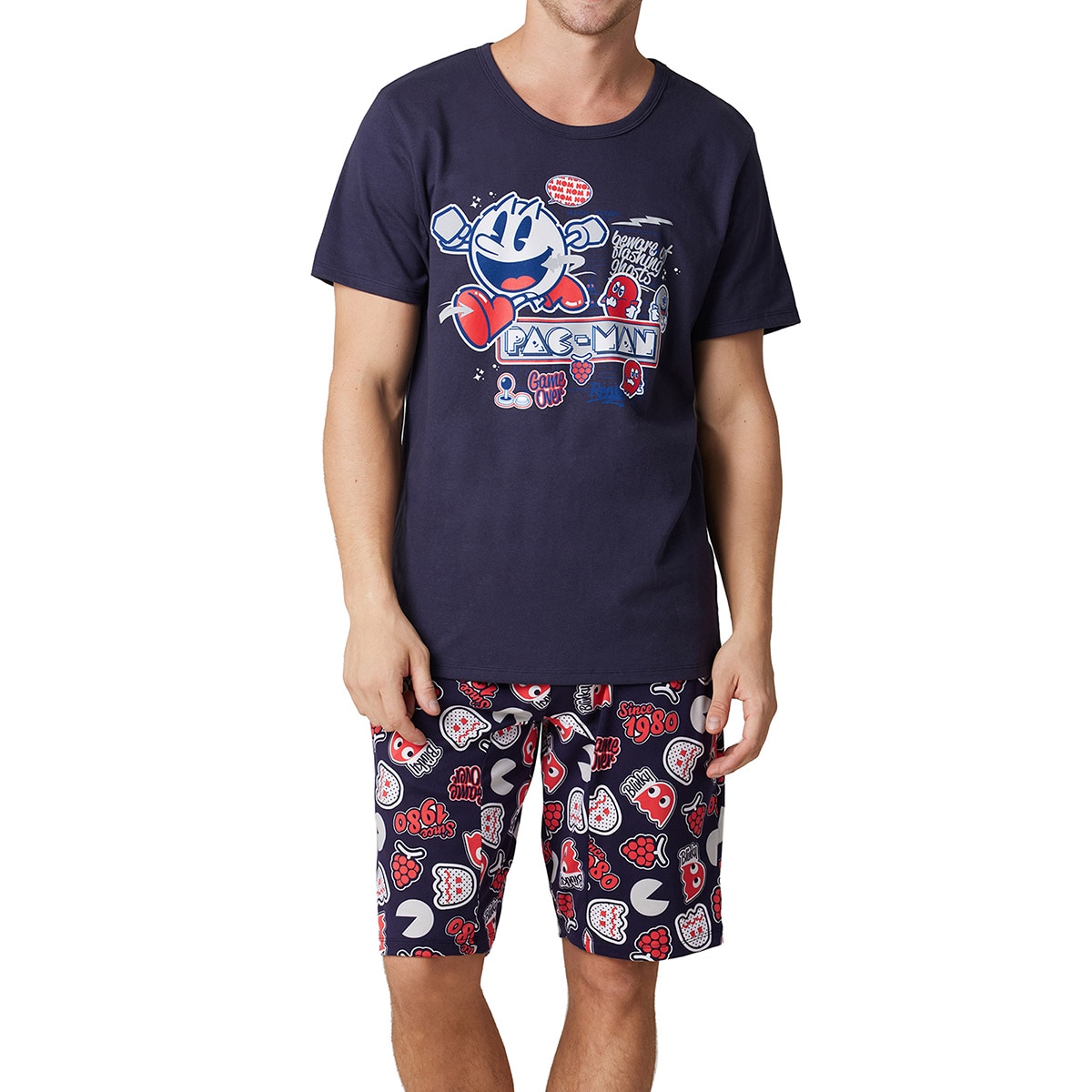 Maglietta Uomo Pac-Man | Top In Cotone Con Colletto Club E Maniche Corte | Colore Nero, Taglia Small | Stile Vintage Anni 80 - 5