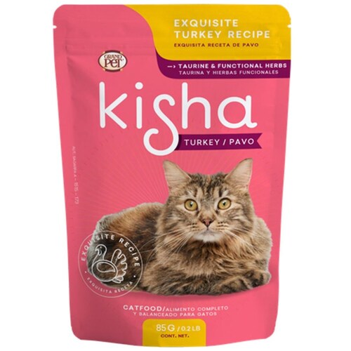 Alimento Kisha para Gatos Sabor Pavo 85G Grandpet