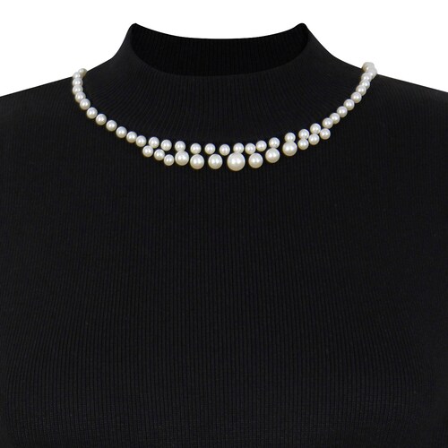 Blusa Tejido Rib con Perlas Just By Basel para Mujer Petite