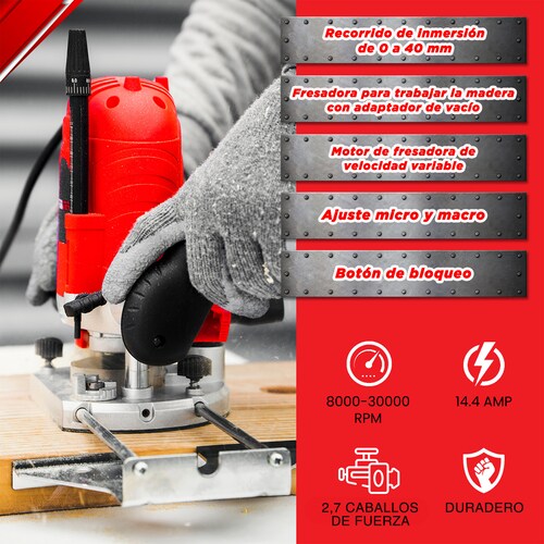 Rebajadora 2.7 Hp Router 1600W Promaker