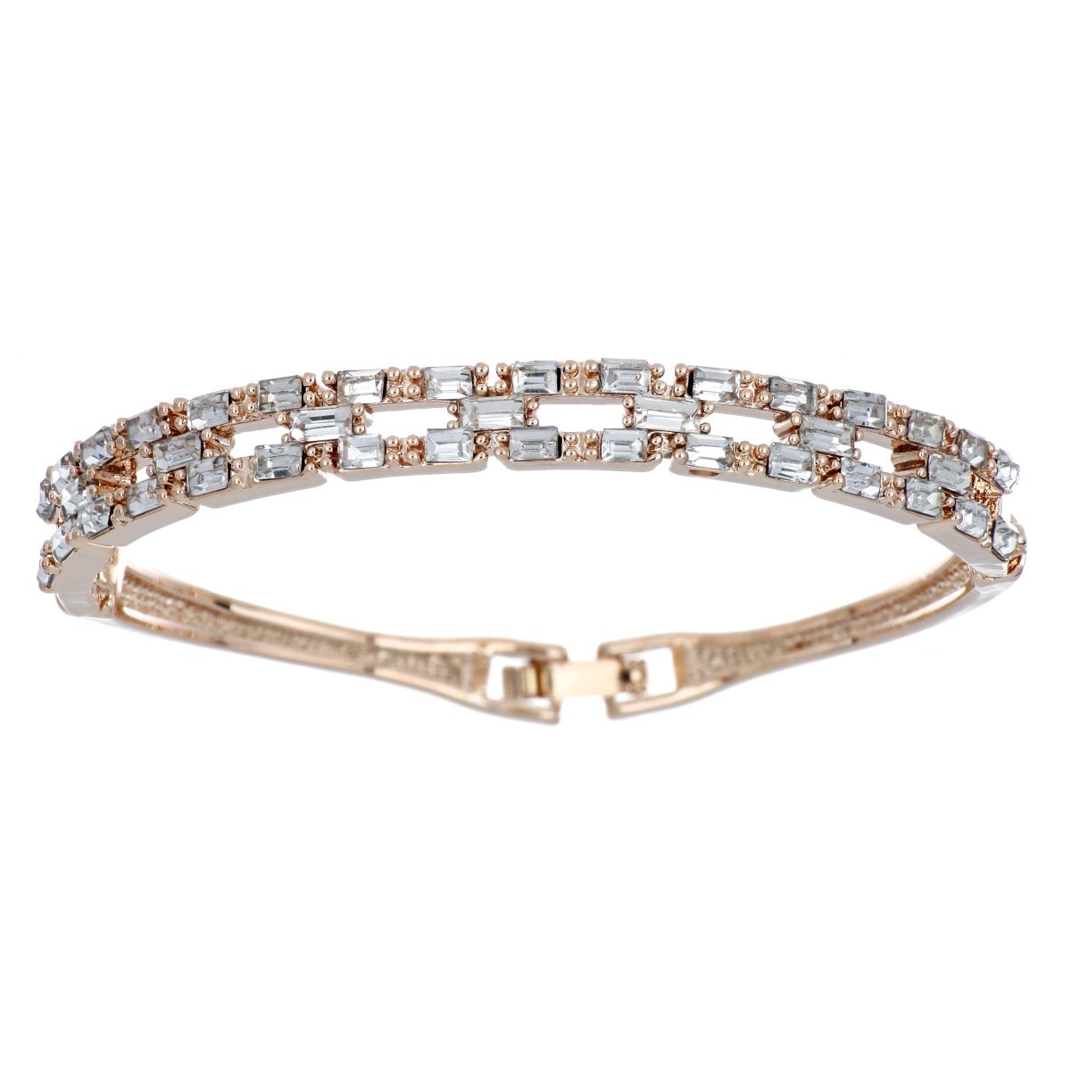 Brazalete Circonitas Blancas Chapado Oro Rosa Farfalla Bonetti