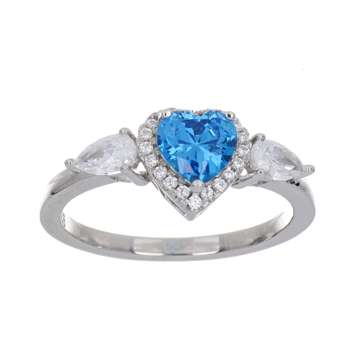 Anillo Plata 925 Circonita Aquamarina Central Farfalla Bonetti