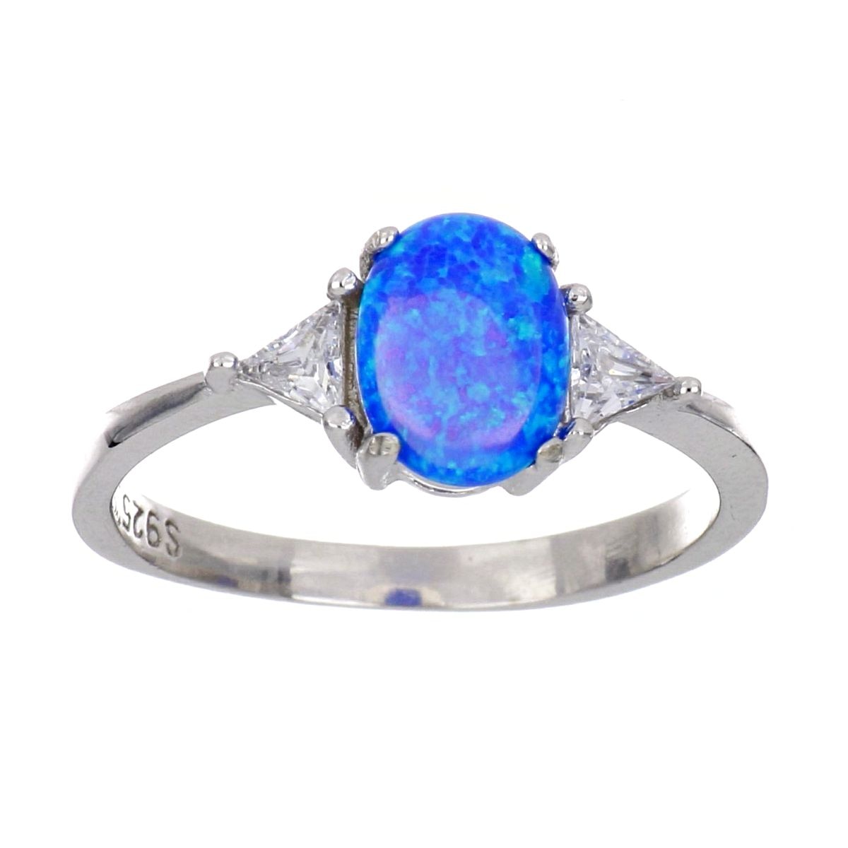 Anillo Plata 925 Circonita Azul Opal Central Farfalla Bonetti