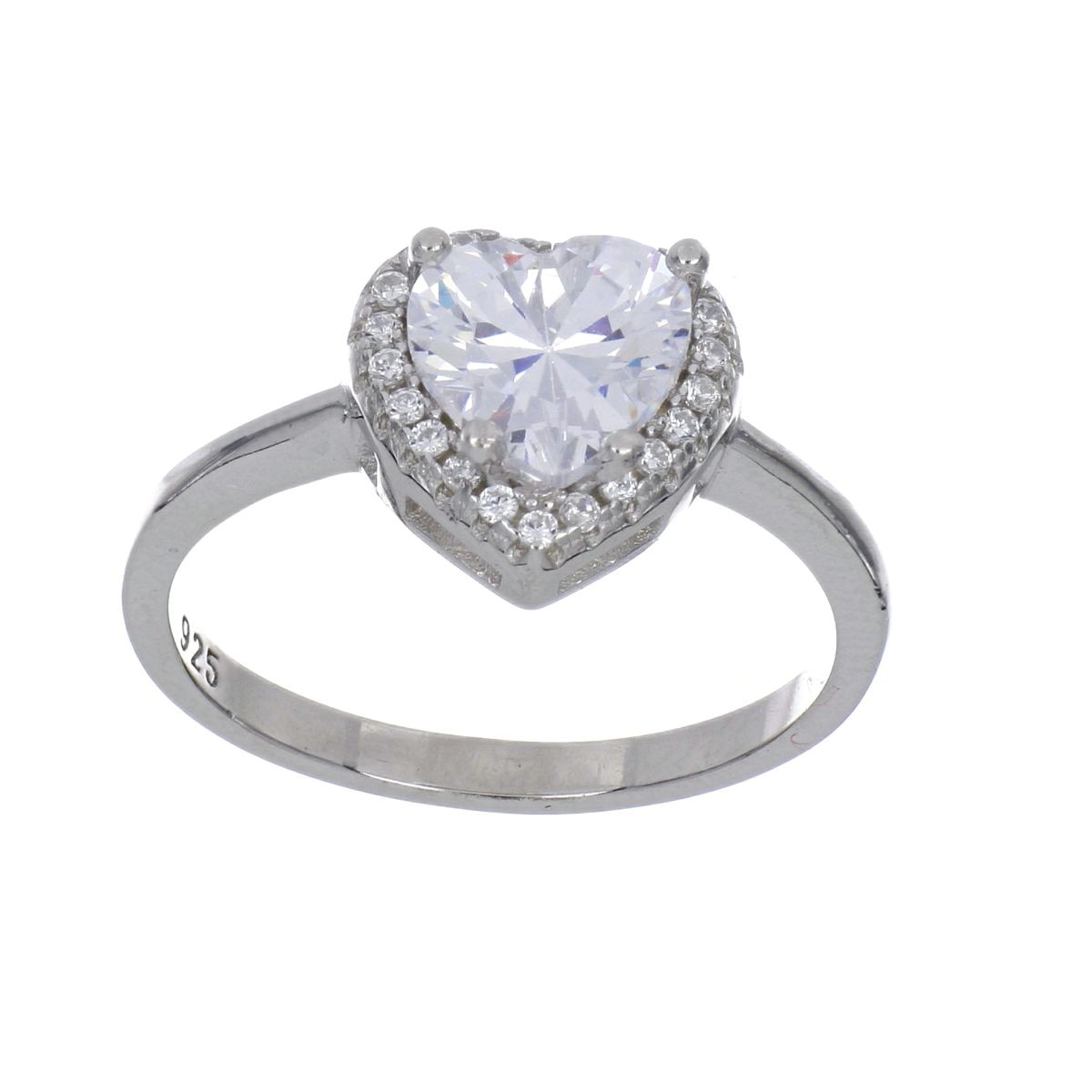 Anillo Plata 925 Corazón Circonita Blanca Farfalla Bonetti