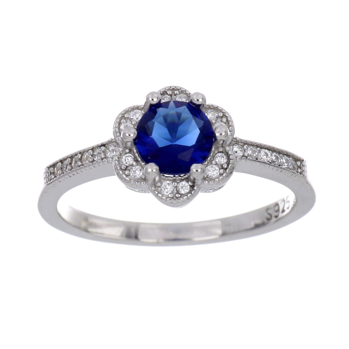 Anillo Plata 925 Flor Circonita Central Sapphire Farfalla Bonetti
