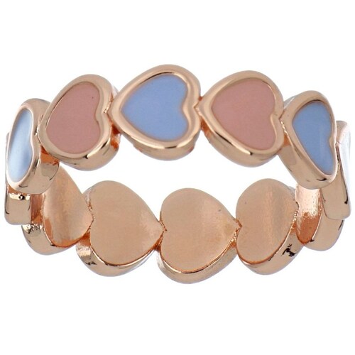 Anillo Corazones Esmaltados Chapado Oro Rosa Korei
