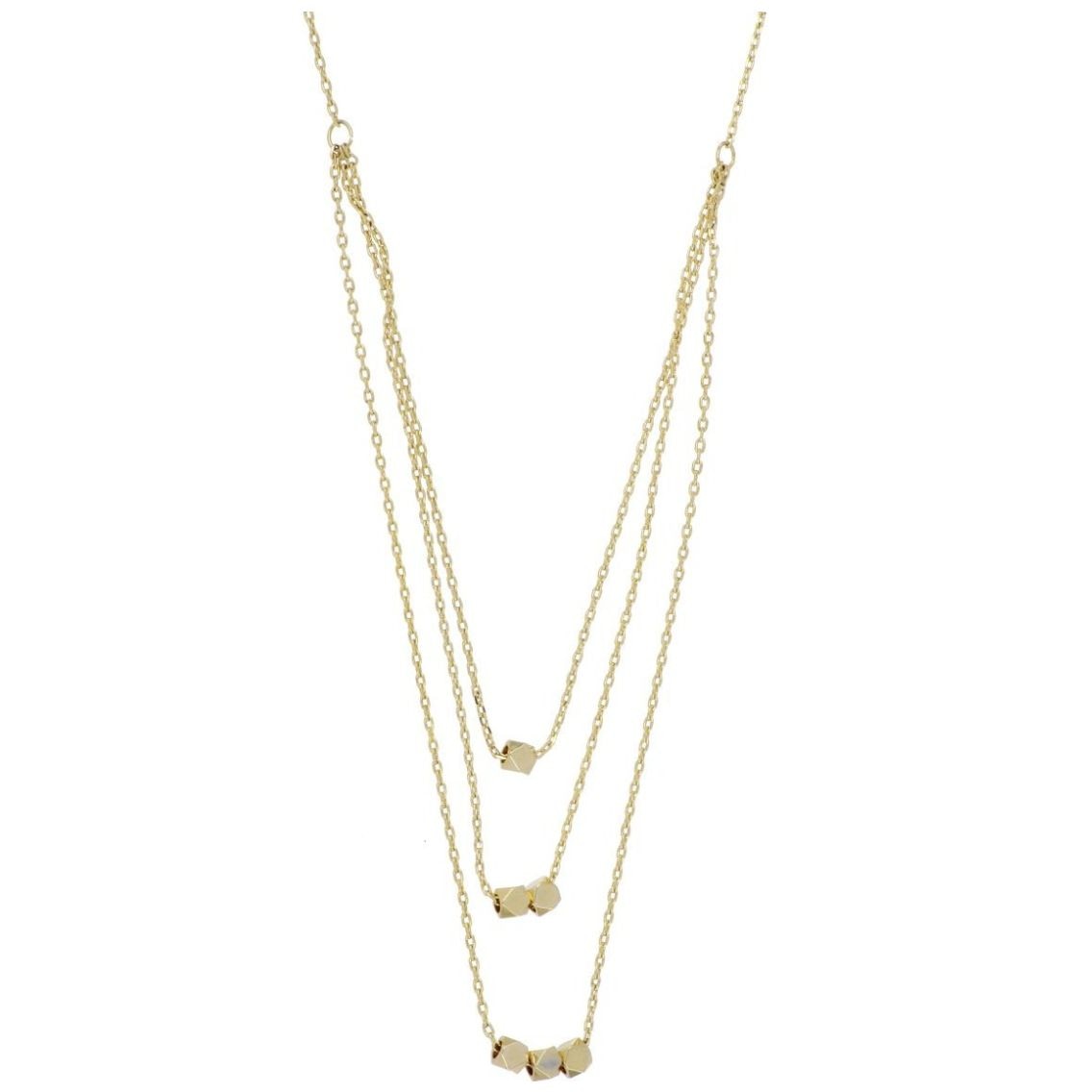 Gargantilla Triple Cadena Chapado Oro Korei