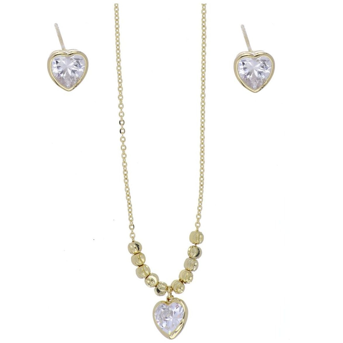 Set Aretes+Gargantilla con Dije Corazón Chapado Oro Korei
