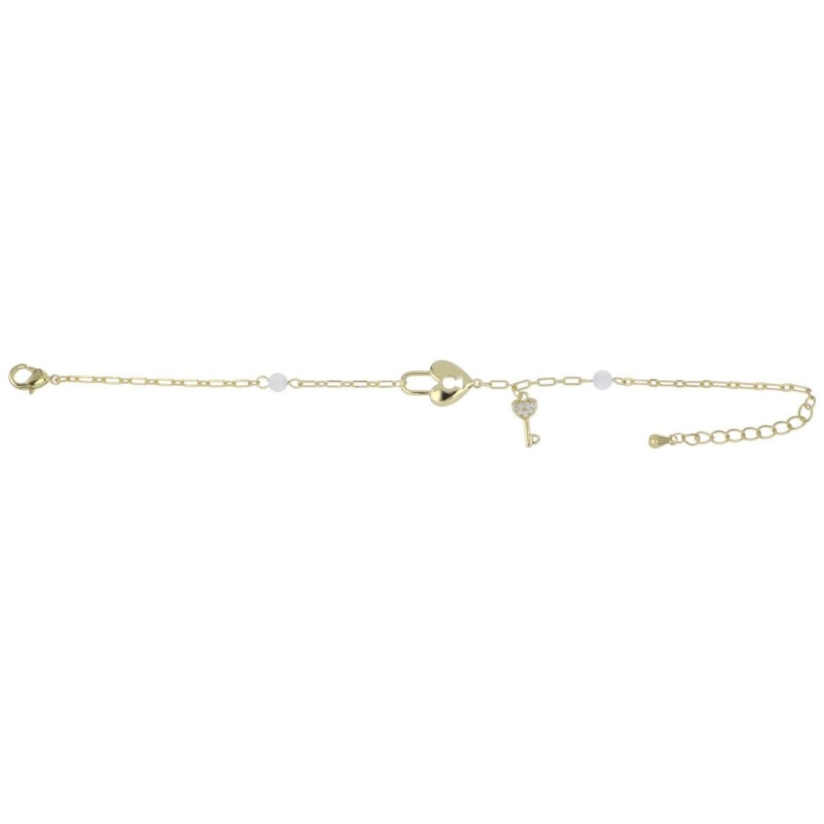 Pulsera Cadena Candado+ Llave Chapado Oro Korei