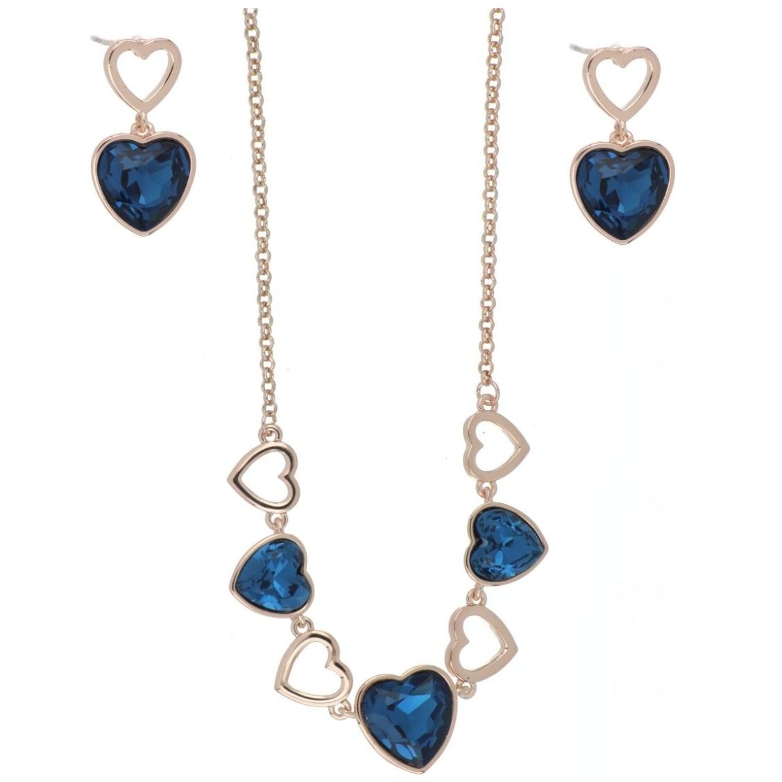 Juego Arete+Gargantilla con Cadena Corazón Piedra Indicolite Camilla