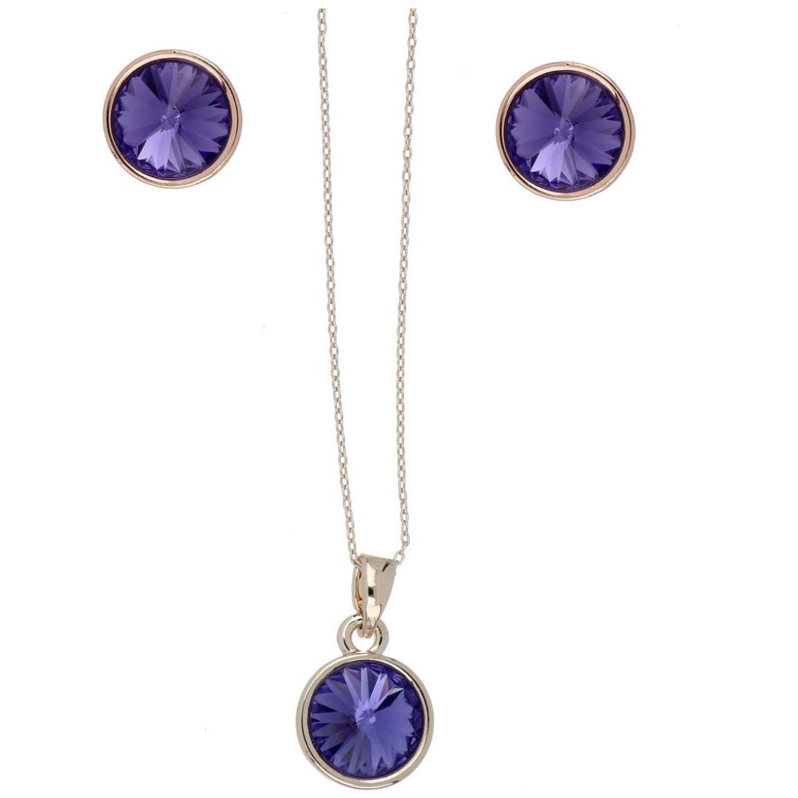 Juego Arete+Dije con Cadena Piedra Tanzanita Camilla