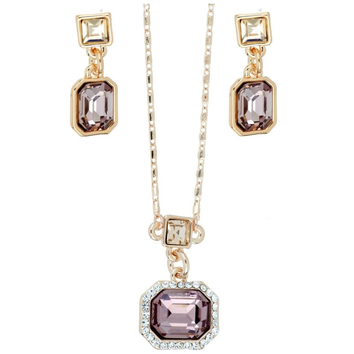 Juego Arete+Gargantilla con Cadena Piedra Amatista y Topaz Camilla