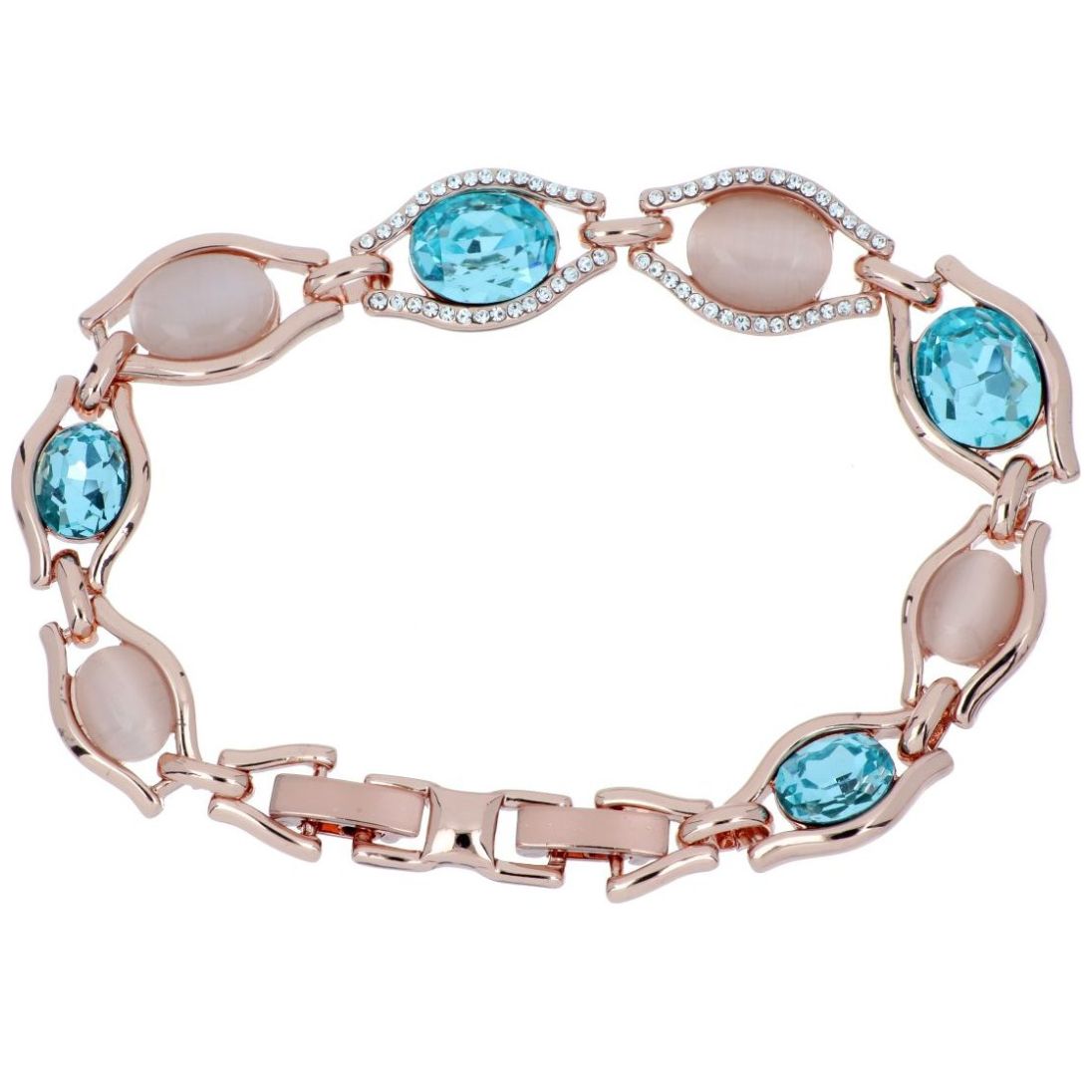 Pulsera Cadena Piedras Rosa y Aquamarina Camilla