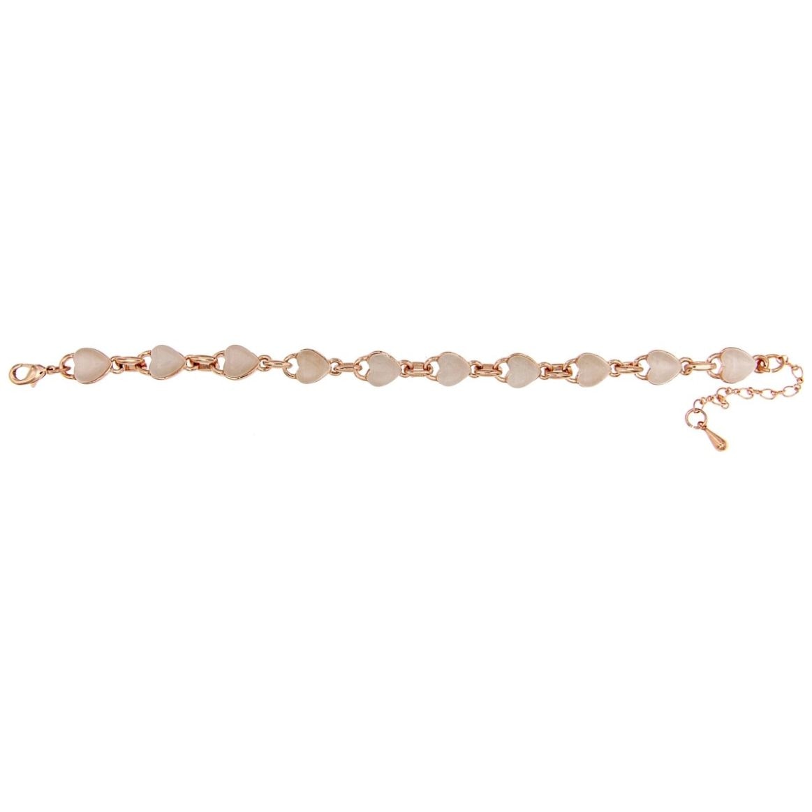 Pulsera Cadena Corazones Piedras Rosa Camilla