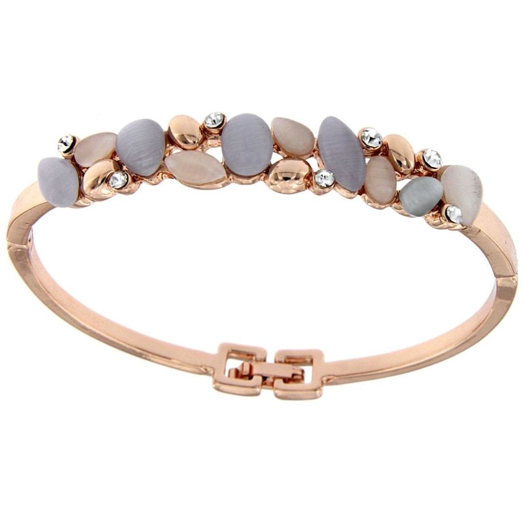 Brazalete Piedras Rosa y Gris Camilla