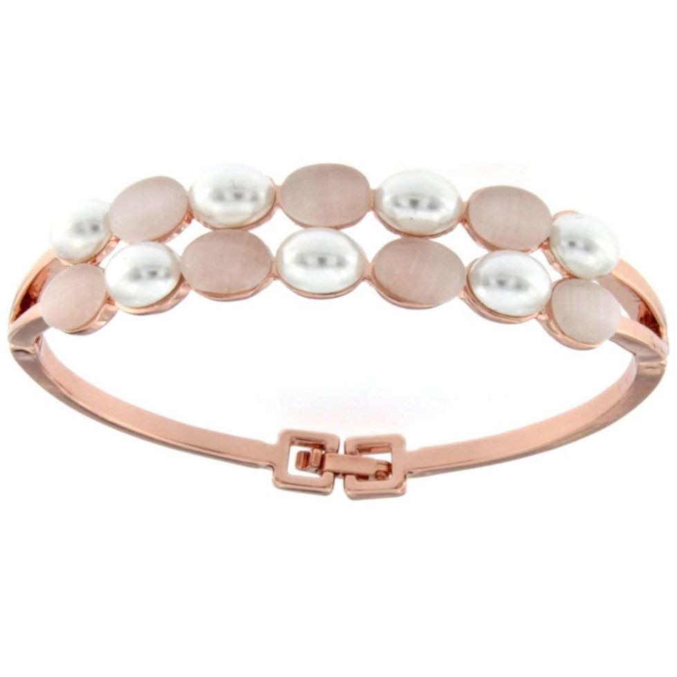 Brazalete Piedras Rosa y Perla Blanca Camilla