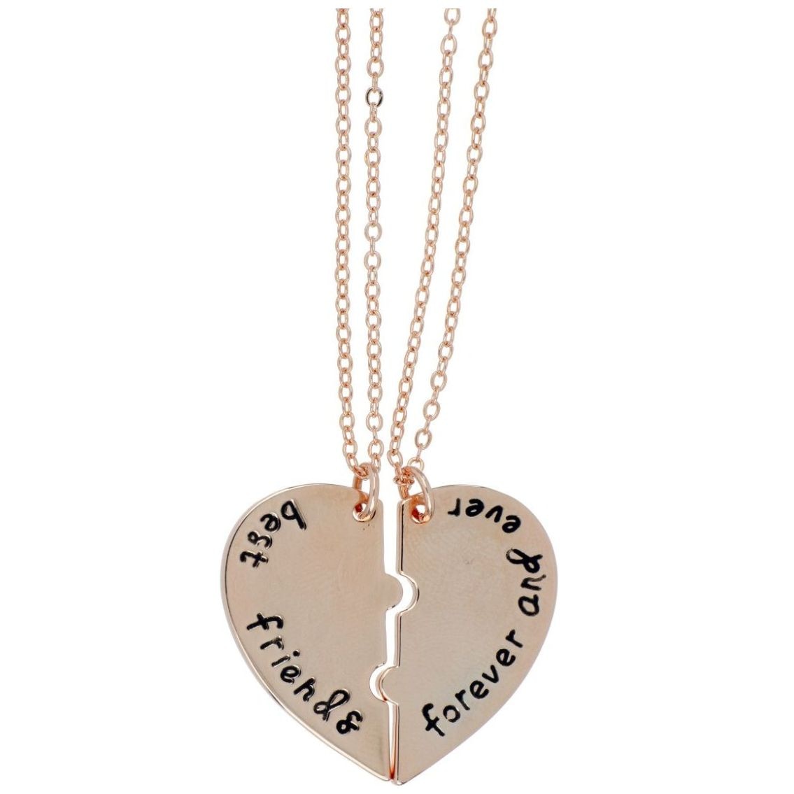 Juego 2 Dijes con Cadena Corazón Best Friend Forever Chapado Oro Rosa Korei