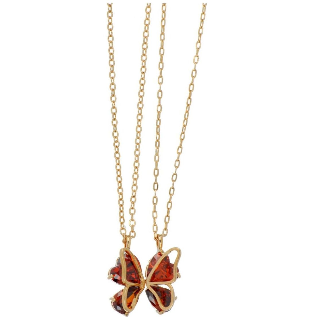 Juego 2 Dijes con Cadena Mariposas Best Friend Forever Chapado Oro Rosa Korei