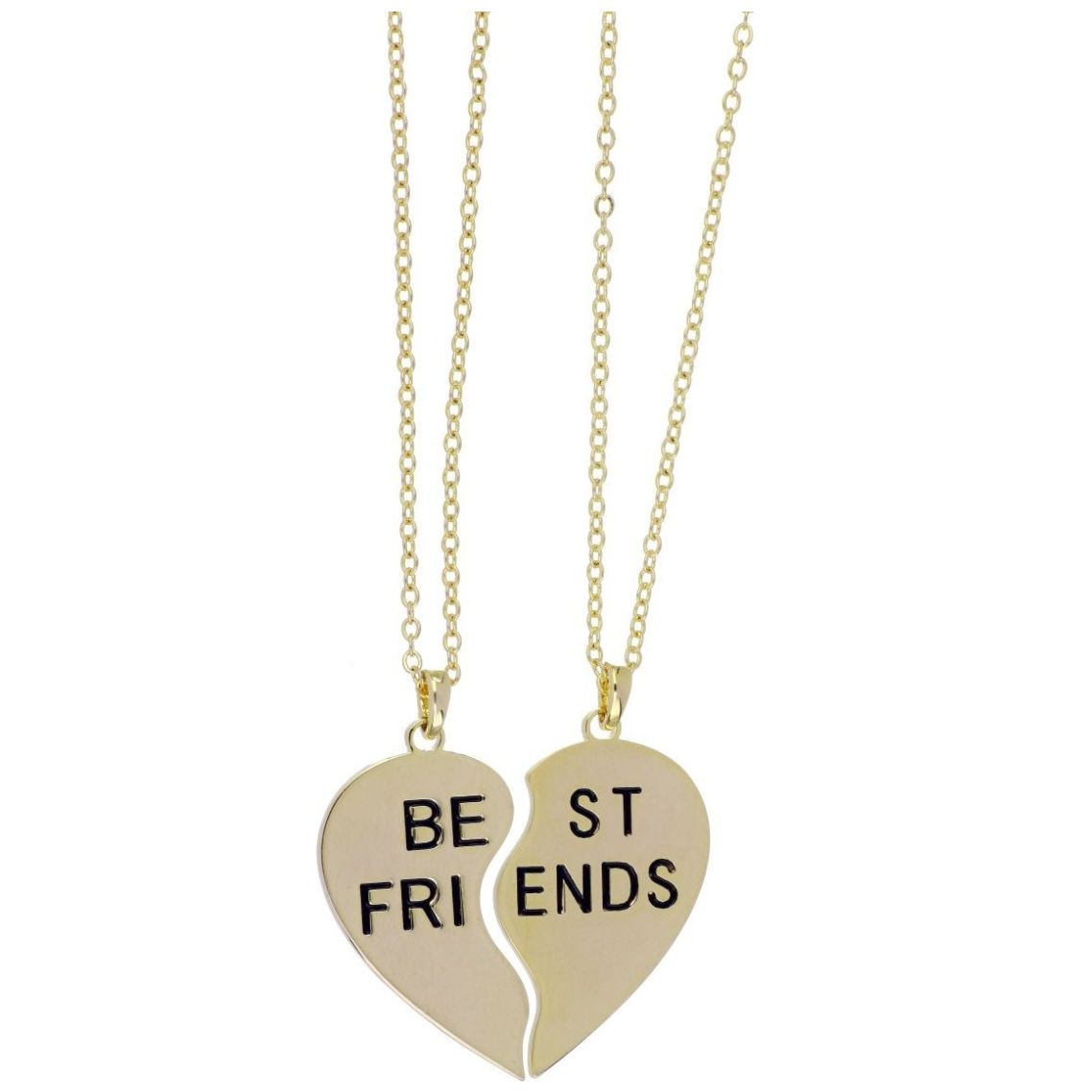 Juego 2 Dijes con Cadena Corazón Best Friend Forever Chapado Oro Korei