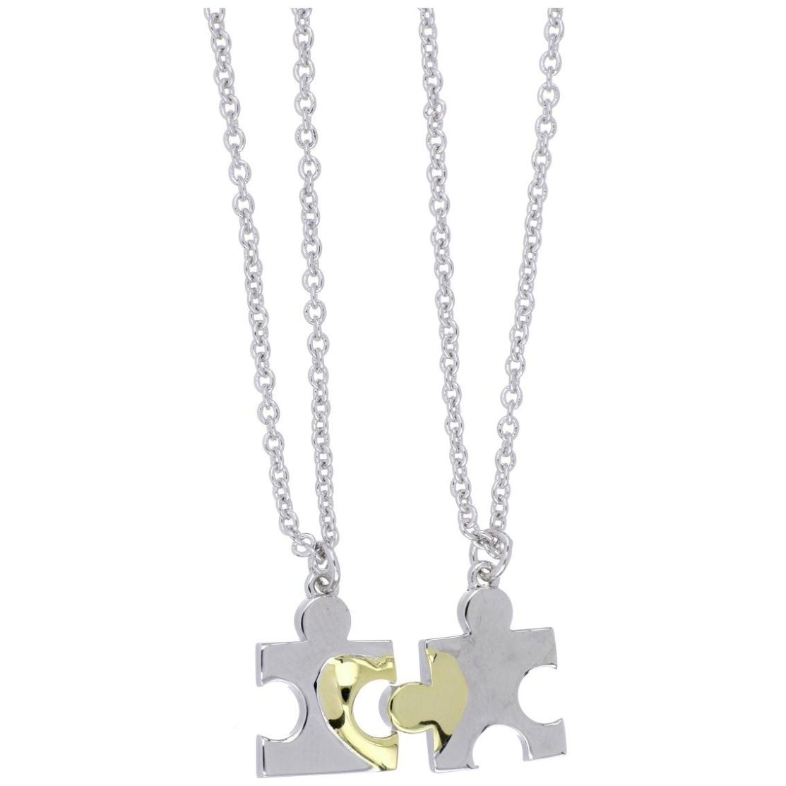 Juego 2 Dijes con Cadena Pieza Puzzle Best Friend Forever Chapado Oro y Rodio Korei