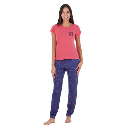 Conjunto Pijama Skiny Manga Corta Y Jogger Love para Mujer
