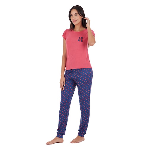 Conjunto Pijama Skiny Manga Corta Y Jogger Love para Mujer