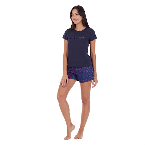 Conjunto Pijama Skiny Manga Corta Y Short Love para Mujer