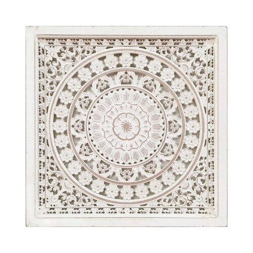 Decorativo de Pared Carved Mándala White Vintage Home
